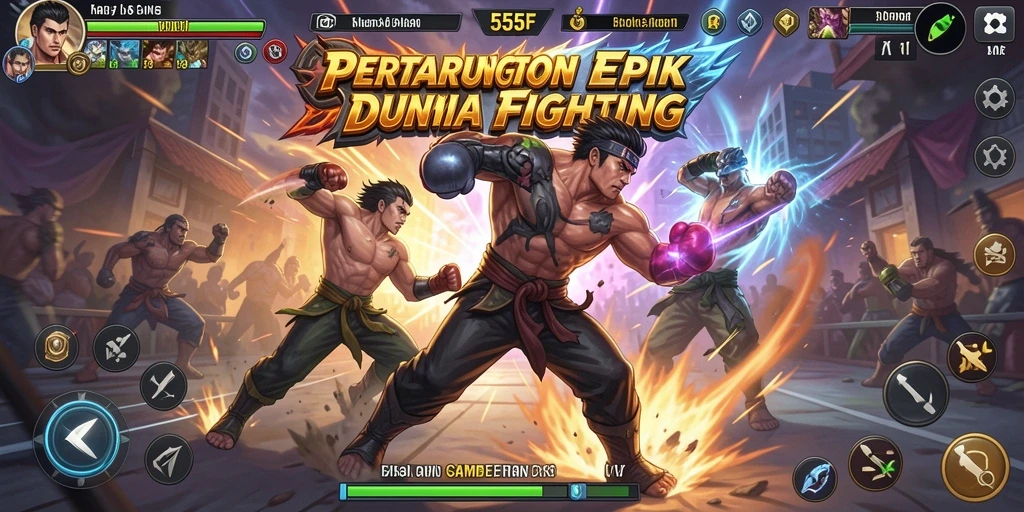 Tampilan seru gameplay 555F dengan pertarungan intens.