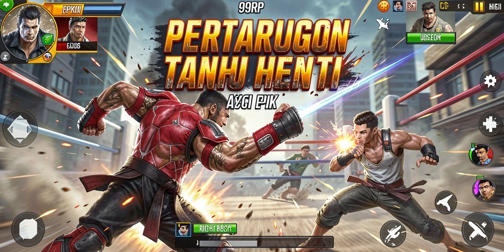 Screenshot utama dari gameplay seru dan aksi intens 99RP.