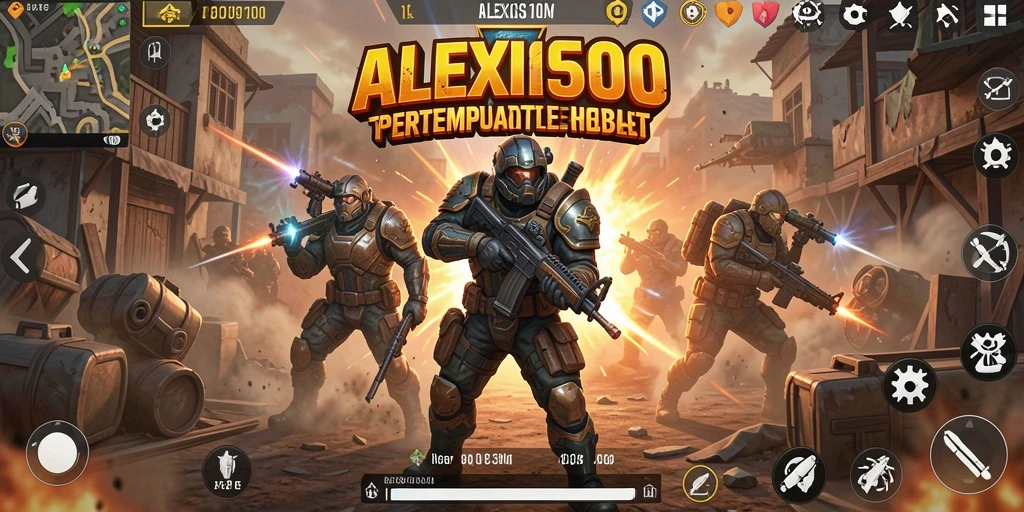 Screenshot ALEXIS500 menunjukkan pertempuran seru dalam Battle Royale.