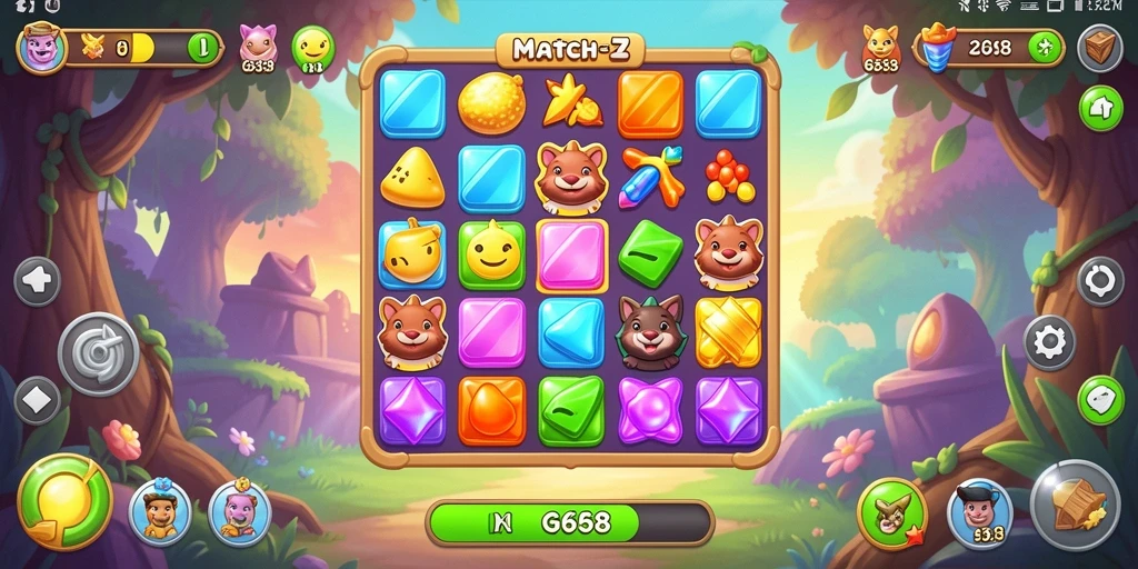 Tampilan gameplay G668 menunjukkan aksi mencocokkan permata yang seru.