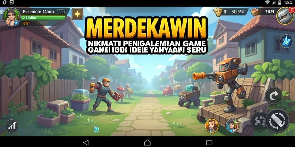 Screenshot gameplay MERDEKAWIN yang menampilkan karakter dan interaksi yang menarik.
