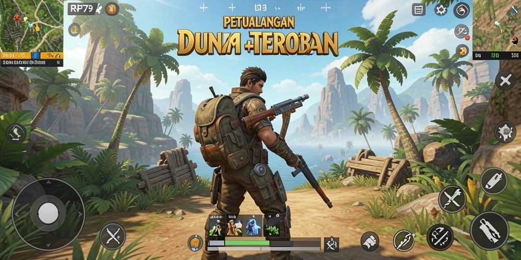 Tangkapan layar gameplay RP79 yang menunjukkan eksplorasi dunia terbuka.